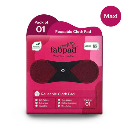 Fabpad Reusable Washable Sanitary Cloth Pads – Pack of 1 – Maroon