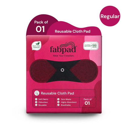 Fabpad Reusable Washable Sanitary Cloth Pads – Pack of 1 – Maroon