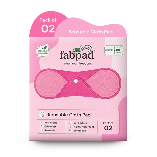 Fabpad Reusable Washable Sanitary Cloth Pads - Pack of 2 - Pink