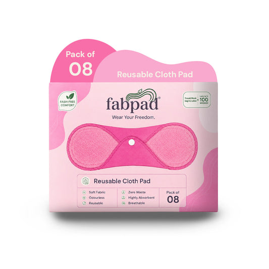 Fabpad Reusable Washable Sanitary Cloth Pads - Pack of 8 - Pink