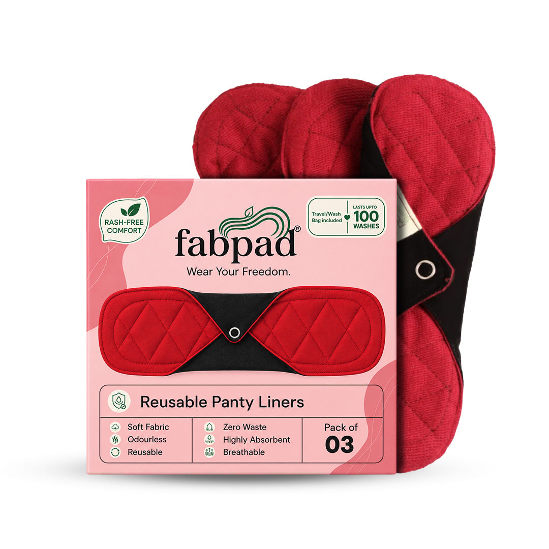 Fabpad Reusable Washable Sanitary Cloth Pantyliners - Pack of 3