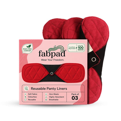 Fabpad Reusable Washable Sanitary Cloth Pantyliners - Pack of 3