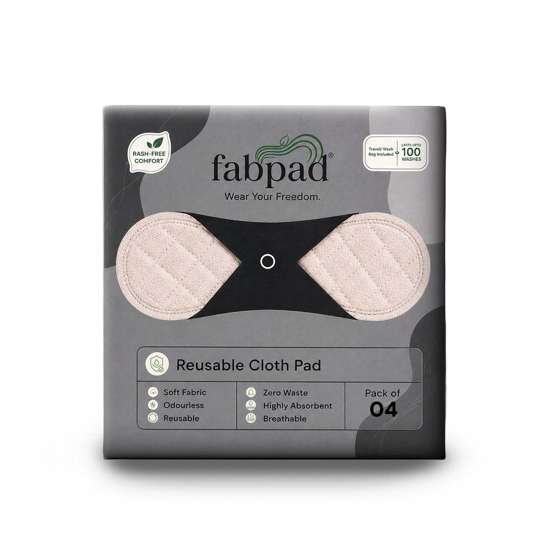 Fabpad Reusable Washable Sanitary Cloth Pads – Pack of 4 – Off White