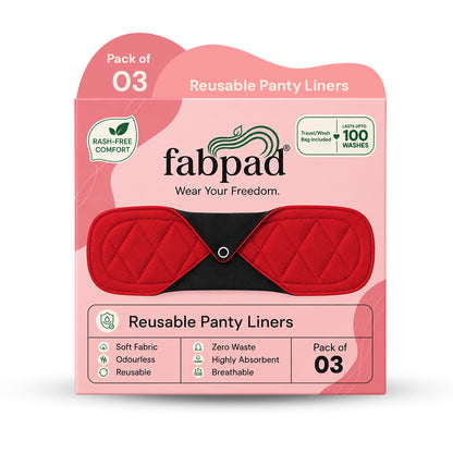 Fabpad Reusable Washable Sanitary Cloth Pantyliners - Pack of 3