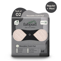Fabpad Reusable Washable Sanitary Cloth Pads - Pack of 2 - Off White