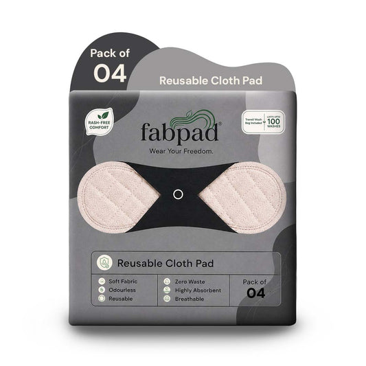 Fabpad Reusable Washable Sanitary Cloth Pads – Pack of 4 – Off White