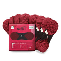 Fabpad Reusable Washable Sanitary Cloth Pads - Pack of 8 - Maroon