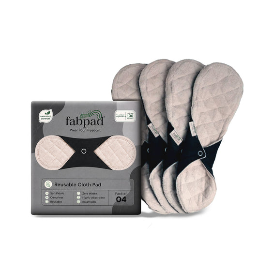 Fabpad Reusable Washable Sanitary Cloth Pads – Pack of 4 – Off White