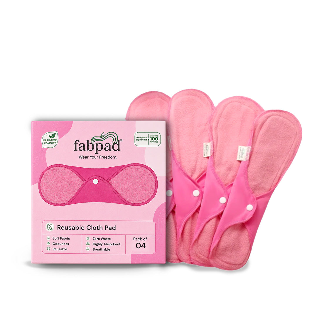 Fabpad Reusable Washable Sanitary Cloth Pad - Pack of 4 - Pink