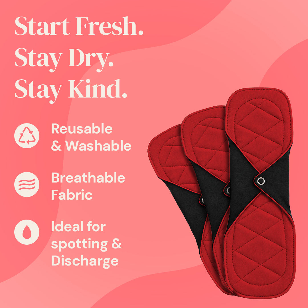 Fabpad Reusable Washable Sanitary Cloth Pantyliners - Pack of 3