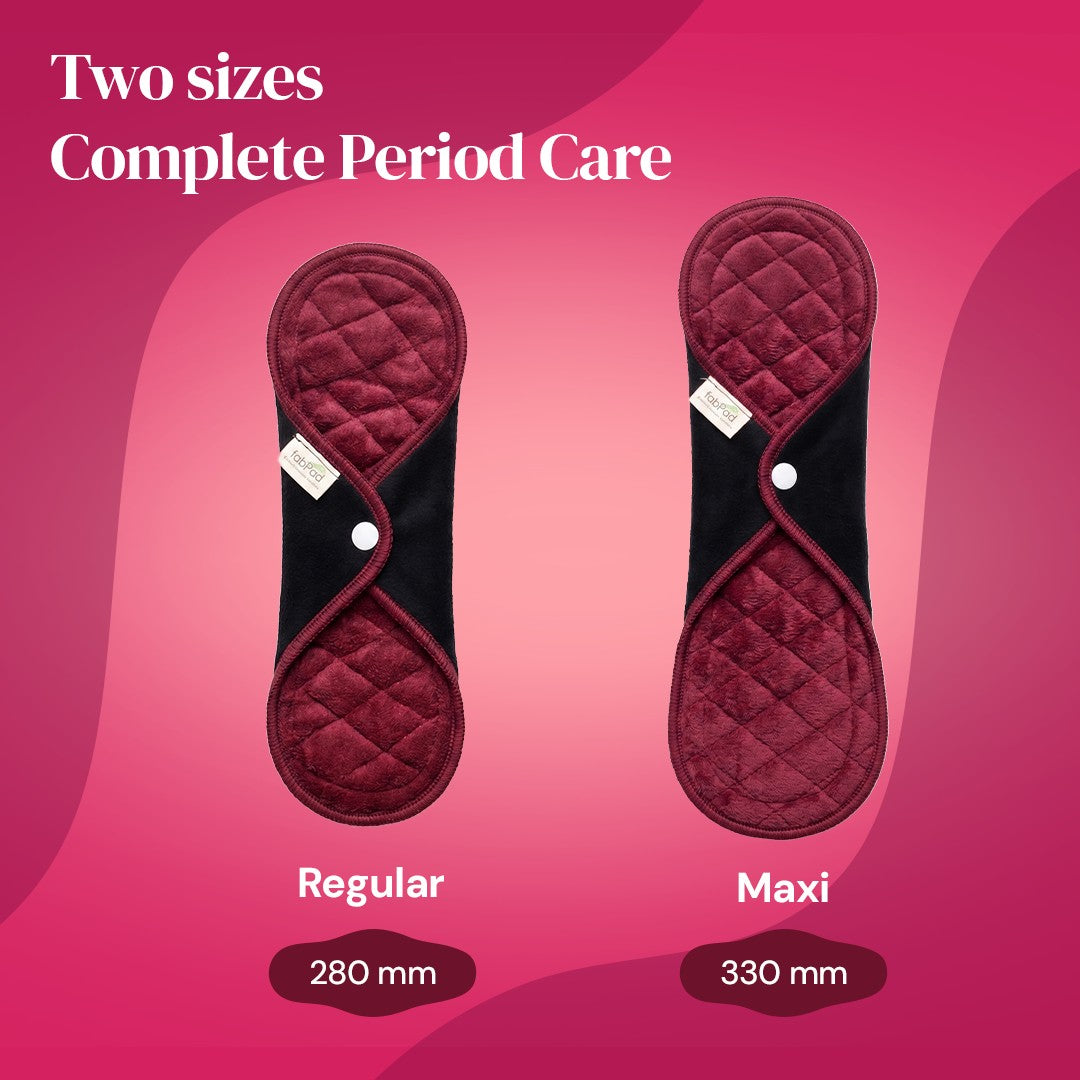 Fabpad Reusable Washable Sanitary Cloth Pads - Pack of 2 - Maroon
