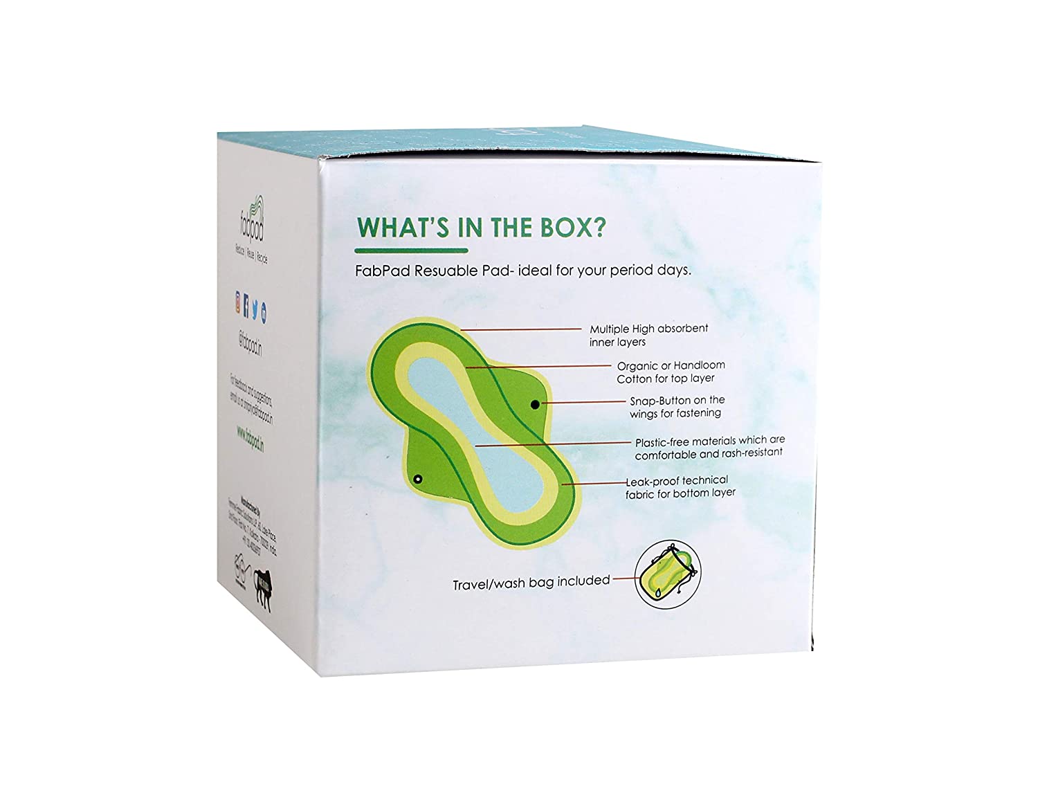 FabPad Reusable Washable Sanitary Cloth Pads Napkins Eco-Friendly Menstrual  Hygiene Solutions (Pack of 1) (Non Dye, Regular - 26.5 CM)