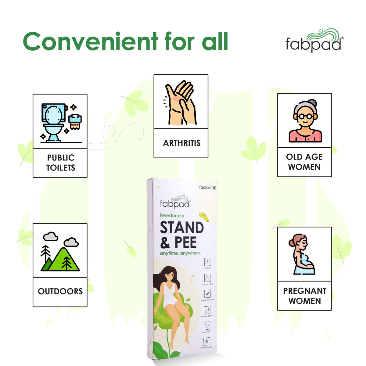Fabpad Stand and Pee Disposable Funnels | Urination Device for Women | Pack of 10