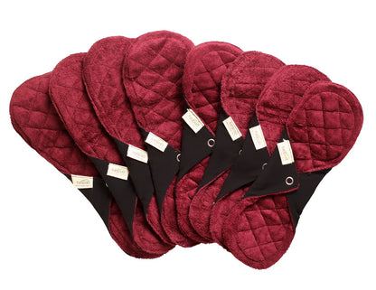 Reusable Sanitary Cloth Pads - Pack of 8 - Maroon